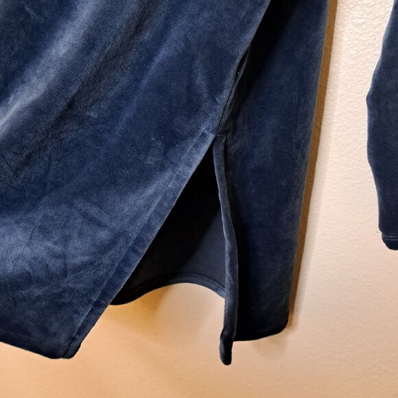 Pure Jill Women Soft Tunic Blue Velour Velvet Pullover V Neck Size M Long Sleeve - Picture 8 of 11